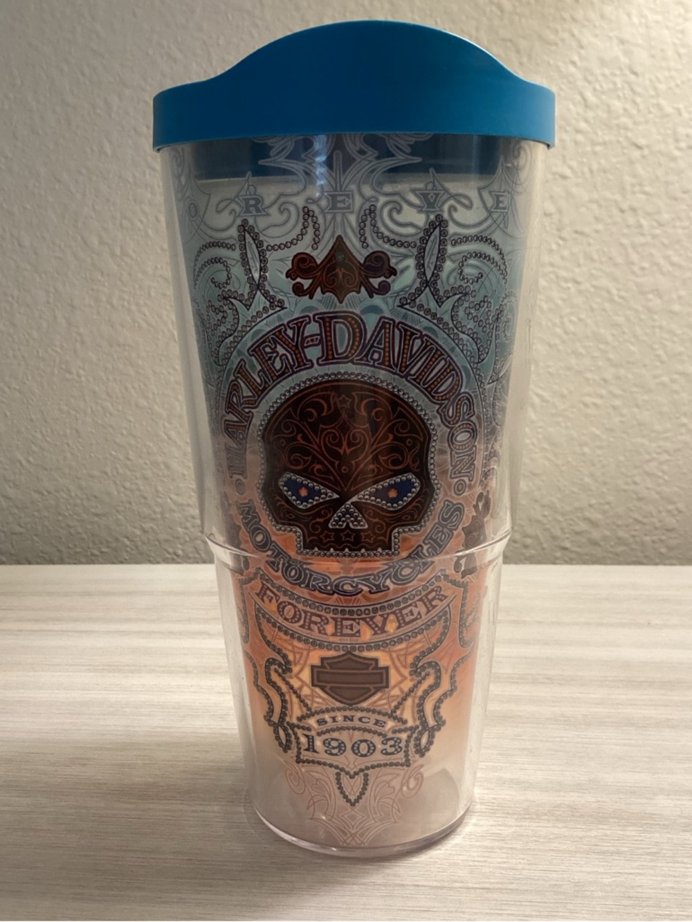 Harley-Davidson Forever Sugar Skull 24 Oz. Tervis Tumbler - EUC